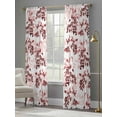 thumbnail image 5 of Red Botanical Sheer Curtains 84 Inch Length 2 Panels Set, Semi Transparent Voile Rod Pocket Curtains for Living Dining Room Bedroom Drapes Vintage Nature Flower Floral, 5 of 6
