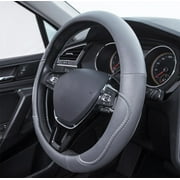 Auto Drive 1-piece Stitch Leather Steering Wheel Cover Gray - Universal Fit for Car SUV Truck