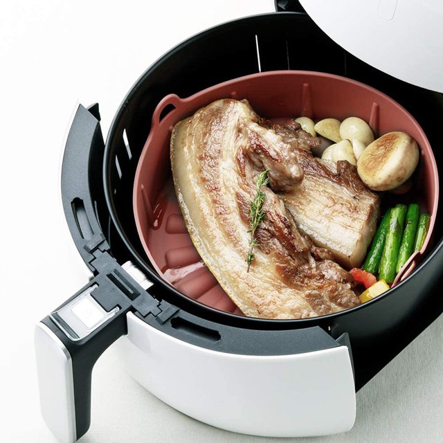 Pots en Silicone pour Friteuse à Air Chaud, Panier en Silicone pour Friteuse à Air de 8,5 Pouces, Accessoires de Four pour Friteuses à Air, Doublure en Silicone Réutilisable pour Friteuse à Air