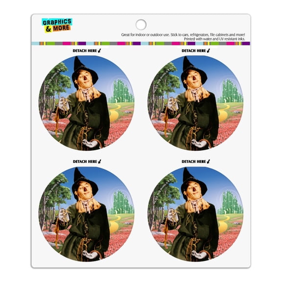 Wizard of Oz Scarecrow Character Refrigerator Fridge Locker Vinyl Circle Magnet Set
