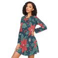 thumbnail image 3 of FORMRS Womens Long Sleeve Nightgowns Crew Neck Sleep Shirt Soft Pajamas Sizes S-3XL, Red Christmas Leaves, 3 of 8