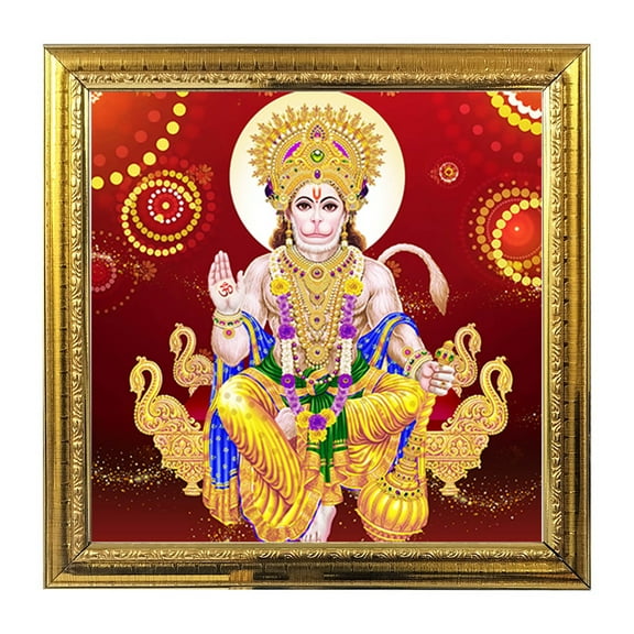 Lord Hanuman God Idol Photo Frame for Pooja Hindu Devi Devta Photo Frame Wall Decor Puja Temple Photo Frame 5.1 in
