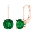 thumbnail image 2 of Rose Solid Solid Gold Drop Stud Everyday Dainty Earrings - 4 Ct Brilliant Round Cut Dangle Emerald 14K, Everyday Dainty Earrings Lever Back, 2 of 7