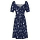 thumbnail image 4 of MANTARAY PATTERN (AZUL NAVY) Vestido de manga corta Ropa vestidos de cumpleaños para mujer, 4 of 6