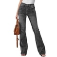 thumbnail image 2 of Women's Casual Pants Comfortable Stretchy Denim Flared Trousers High Waist Bootcut Everyday Elastic Jeans Pants for Relax Fit,Color:GY2,Size:M, 2 of 6