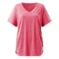 thumbnail image 3 of Womens Tops Short Sleeves V Neck Plain Color Soft Loose Fitting Summer T Shirt Colored Cotton 1Pc Short Sleeve L Shirts for Women, 3 of 6