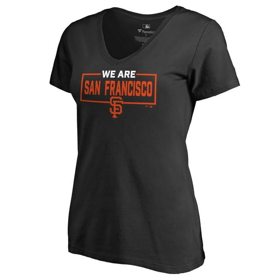 Women's Black San Francisco Giants We Are Icon V-Neck T-Shirt