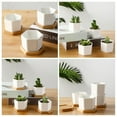 thumbnail image 4 of Succulent Pots,White Mini 2.8 inch Ceramic Flower Planter Pot with Bamboo Tray, Pack of 4 - Plants Not Included, 4 of 6