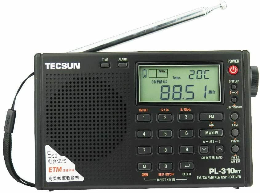 TECSUN PL-310ET Black FM Stereo/SW/MW/LW World Band PLL DSP Radio 