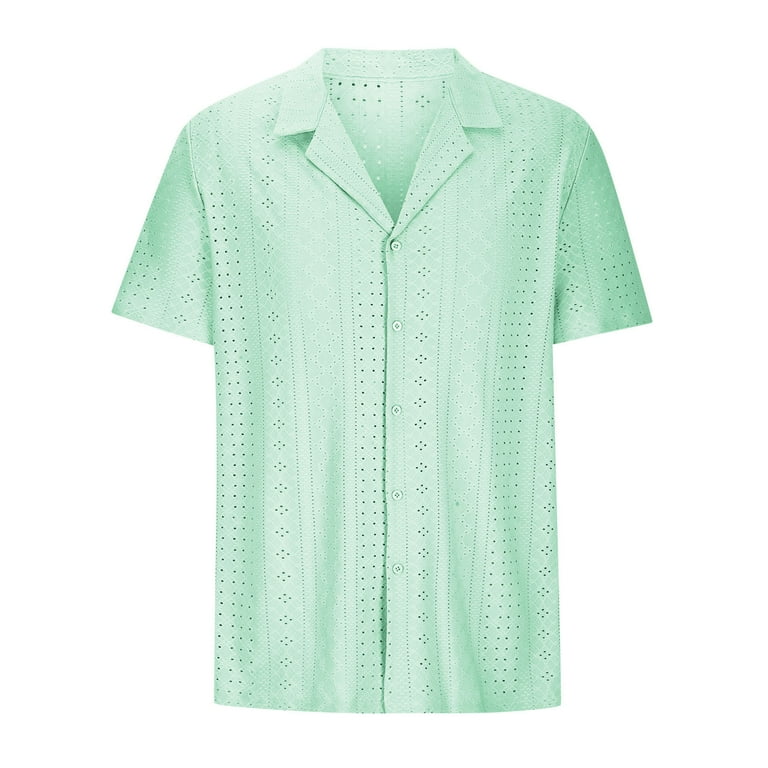TAGOLD Button Down Shirt for Men Fashion Short Sleeve Dress Shirts Men  Casual Fashion Turndown Collar Solid Short Sleeve Button Shirt Tops Blouse Mint  Green L - Walmart.com