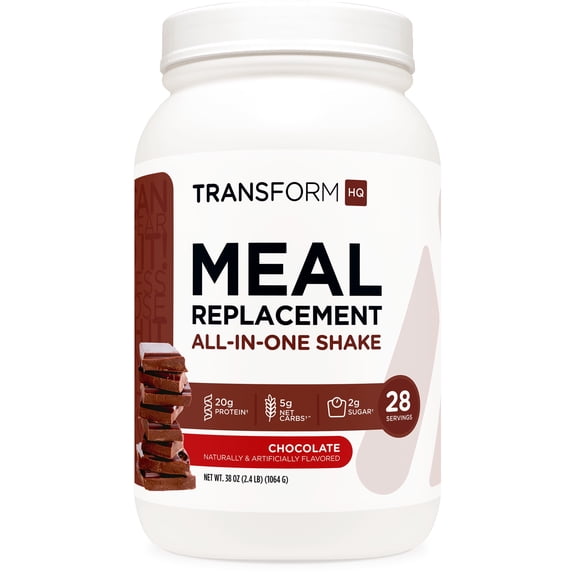 TransformHQ Meal Replacement Shake Powder 28 Servings (Chocolate) - Gluten Free, Non-GMO