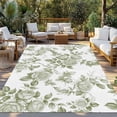 thumbnail image 2 of Sage Green Flower Outdoor Rug 3x5 Ft - Reversible Patio Rug Outdoor Camping Rugs, Vintage Country Rose Leaf Floral Washable Indoor Outdoor Area Rugs, Non-Slip Outdoor Carpet Runner for Deck/Porch, 2 of 8