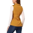thumbnail image 3 of INSPIRE CHIC Women's Sleeveless Jacket Drawstring Waist Zip Up Cotton Cargo Vest with Pocket Brown Red XS, 3 of 7