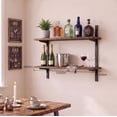 thumbnail image 2 of Mifurn 2-Tier Floating Shelves for Wall, 23.6" Adjustable Wall Track Wood Shelves, Rustic Brown, 2 of 9
