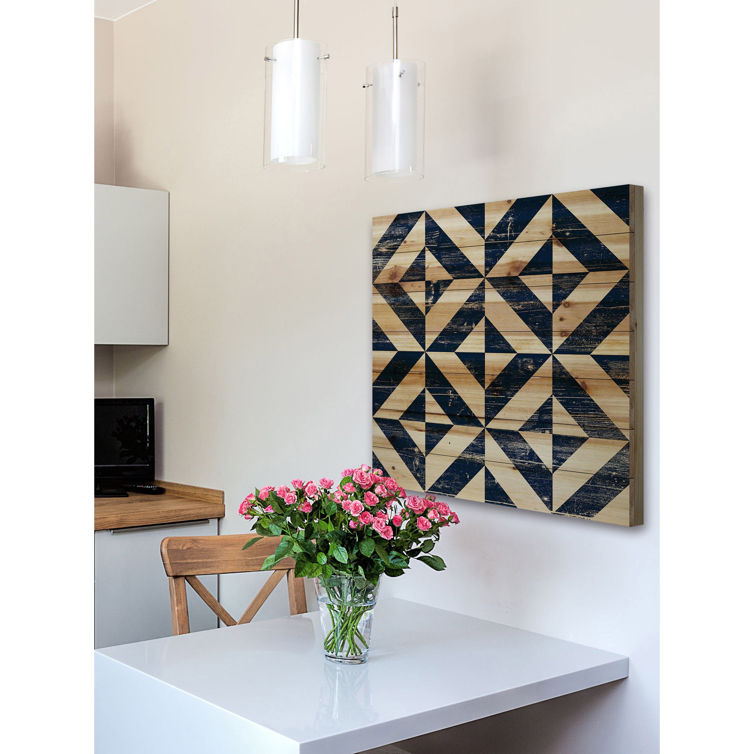 "Square Jigsaw" Painting Print on Natural Pine Wood