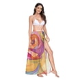 thumbnail image 2 of FORMRS Womens Long Sarong Beach Wrap Semi-Sheer Bikini Skirt Bathing Swimsuit Cover Up, Purple Abstract Floral, 2 of 7