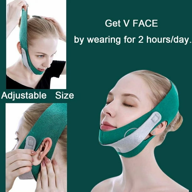 Facial Slimming Strap, Double Chin Reducer Face Lifting Belt, V Line  Lifting Chin Strap Face Slimmer Device for Women Eliminates Sagging Skin  Firming (Green) 