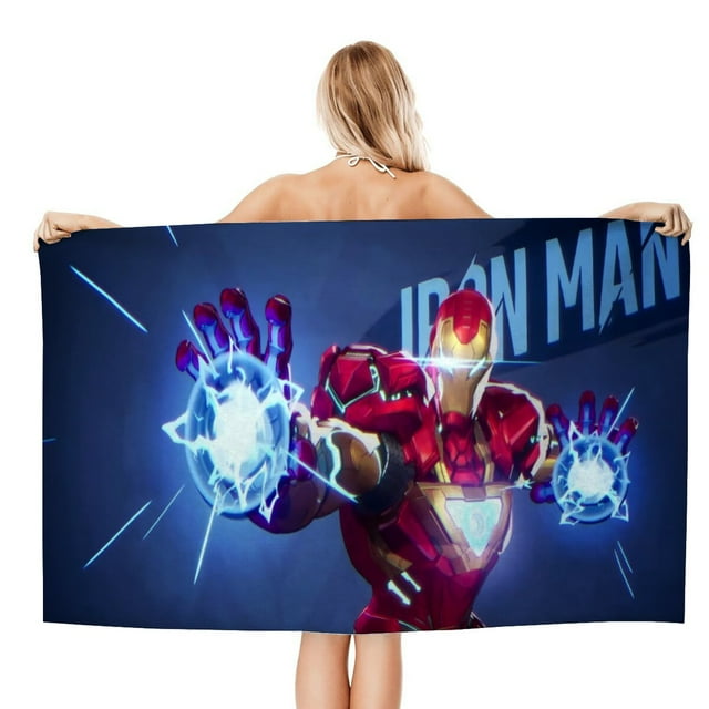 Iron Man Toalla de playa de secado rápido con diseño temático, regalo para mujeres y niñas, ideal para cumpleaños, fans, amantes de la música, uso en la playa o al aire libre, 78 × 150 cm