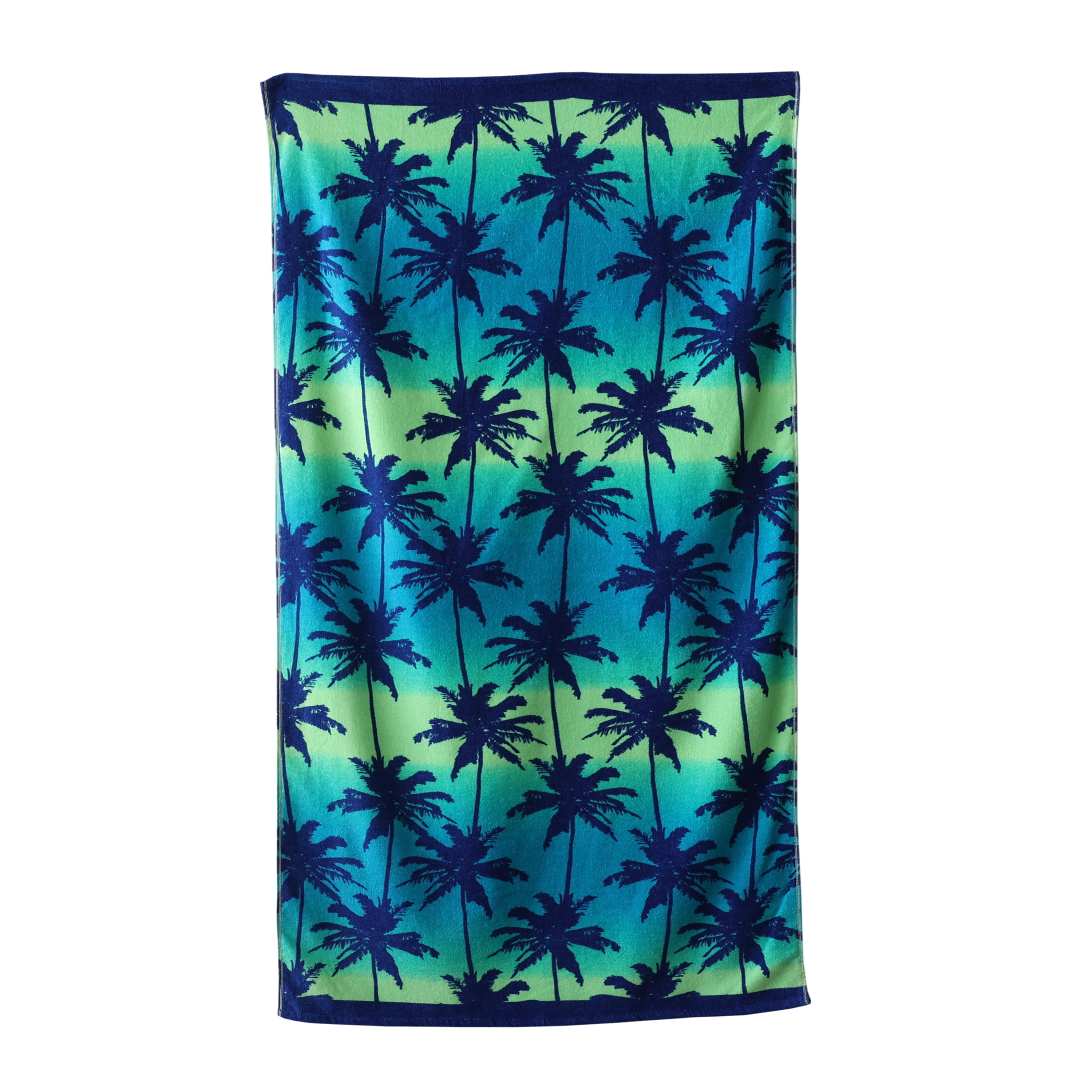 Mainstays Velour Beach Towel, Palm Cool, Multi-Color, 28x60