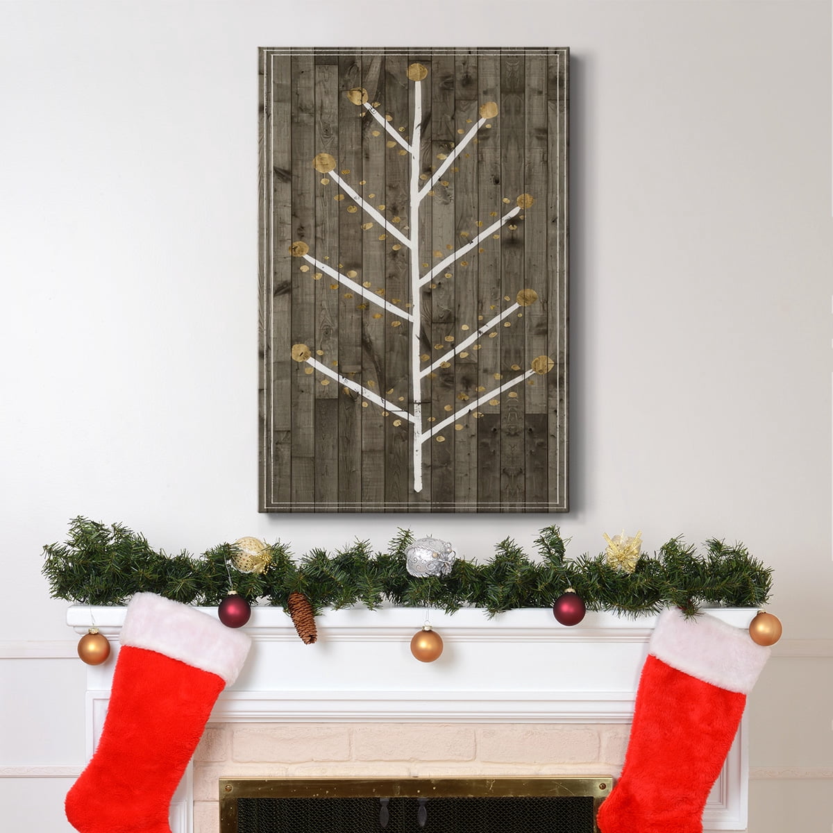 Wooded White Christmas Collection B- Gallery Wrapped Canvas