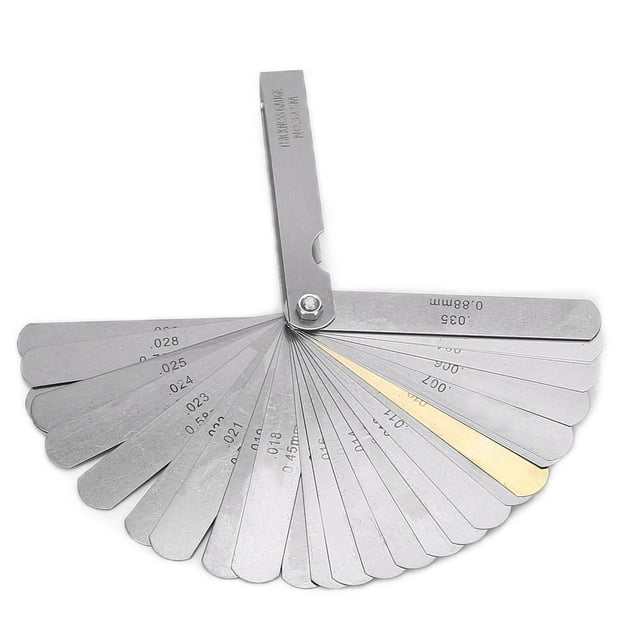 Calibrador de espesores de 32 hojas de acero inoxidable Herramienta de medición de espacios de 0,0015 a 0,035 pulgadas (0,04 a 0,88 mm)