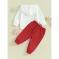 thumbnail image 4 of Bagilaanoe 2Pcs Toddler Baby Girl Boy Valentine's Day Clothes Letter Print Long Sleeve Hooded Sweatshirt Tops + Sweatpants 6M 12M 18M 24M 3T 4T Kids Fall Pants Set, 4 of 9