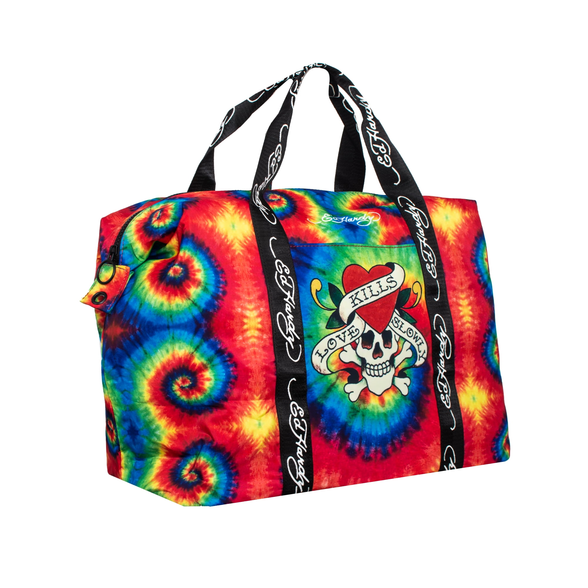 Ed Hardy Unisex Black/Red Geisha Tatoo Print Nylon Weekender