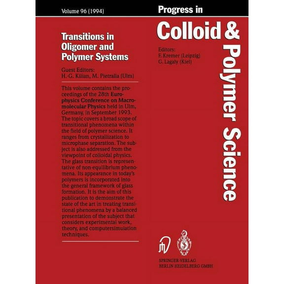 Progress in Colloid and Polymer Science Transitions in Oligomer and Polymer Systems, Book 96, (Paperback)