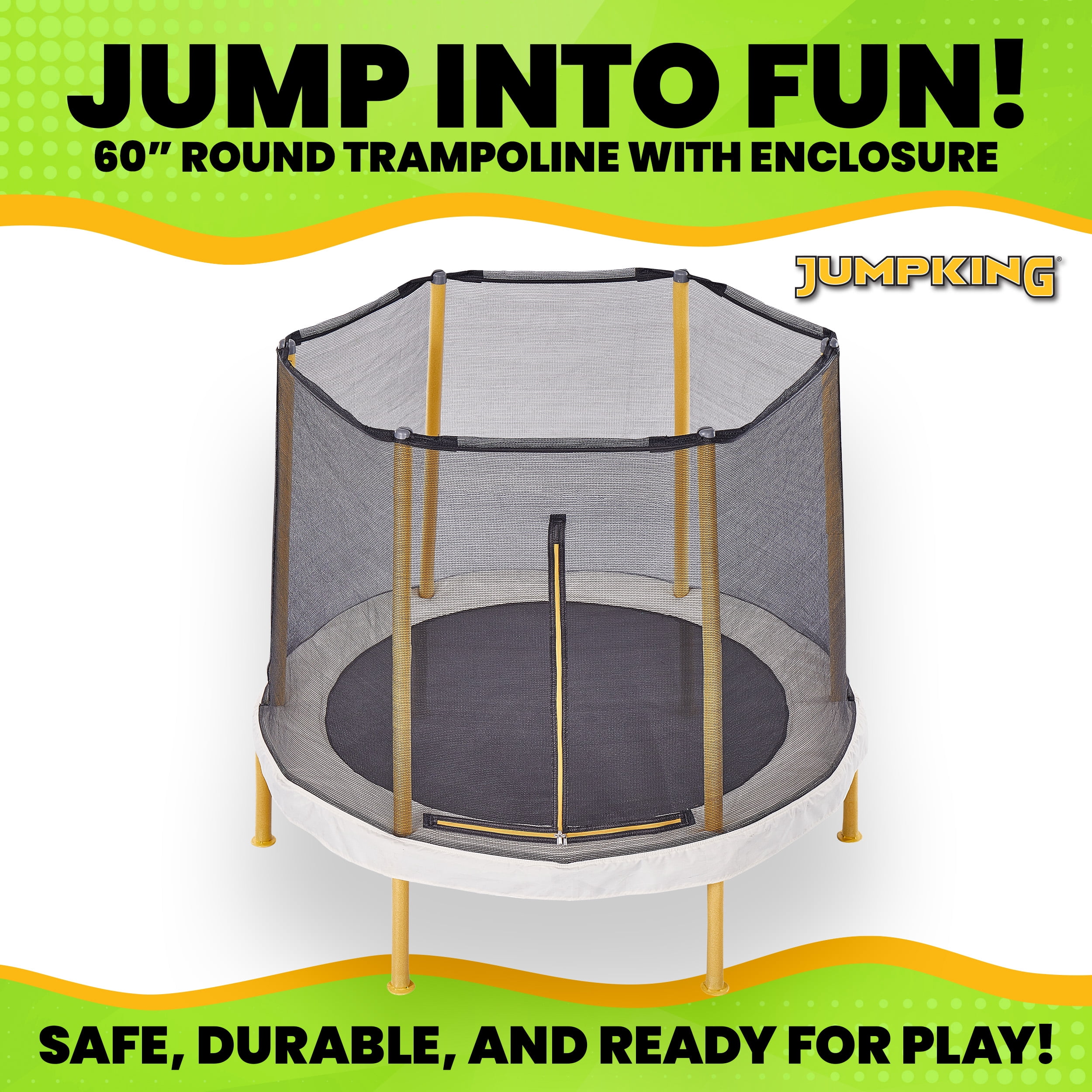 JumpKing 60” Round Trampoline with Enclosure – The Ultimate Fun for Indoor & Outdoor Play!