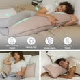 thumbnail image 2 of Pharmedoc Body Pillow - Memory Foam Pillow - Maternity and Pregnancy Pillows for Sleeping - Side Sleeper Pillow - Shredded Memory Foam - Pregnancy Must Haves - Mocha with Piping, 2 of 7