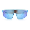 thumbnail image 5 of Bold Color Mirror Shield Sport Plastic Wrap Curved Sunglasses Blue - Blue Mirror, 5 of 8