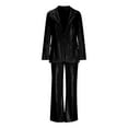 thumbnail image 5 of BLTIBY Sequin Blazer Sets for Women 2 Piece Set Solid Color Slim Fit Long Sleeve Open Front Pant Suits Sparkly Disco Party Outfits with Pockets Black XL, 5 of 7