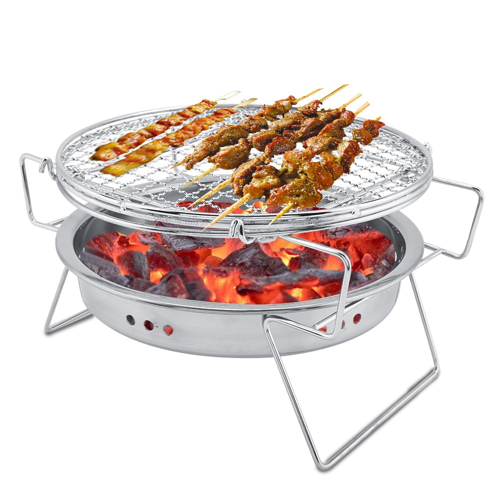 Garosa Round BBQ Grill, Steel BBQ Grill, Stainless Steel Mini BBQ Grill