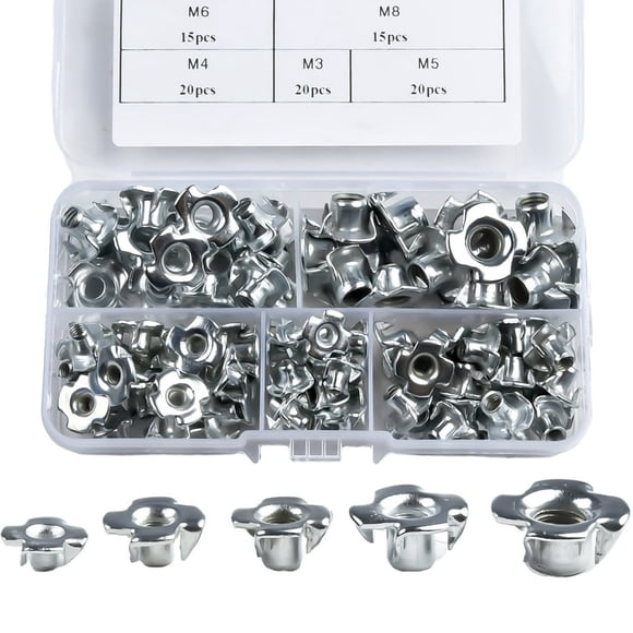 HLONK 90X T Nuts Four Pronged Tee Nuts Zinc Plated Blind Nut Captive M3 M5 M6 M8