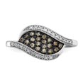 thumbnail image 4 of White Night Sterling Silver Rhodium-plated Champagne and White Diamond Fancy Marquise Ring QQR5151-7, 4 of 5