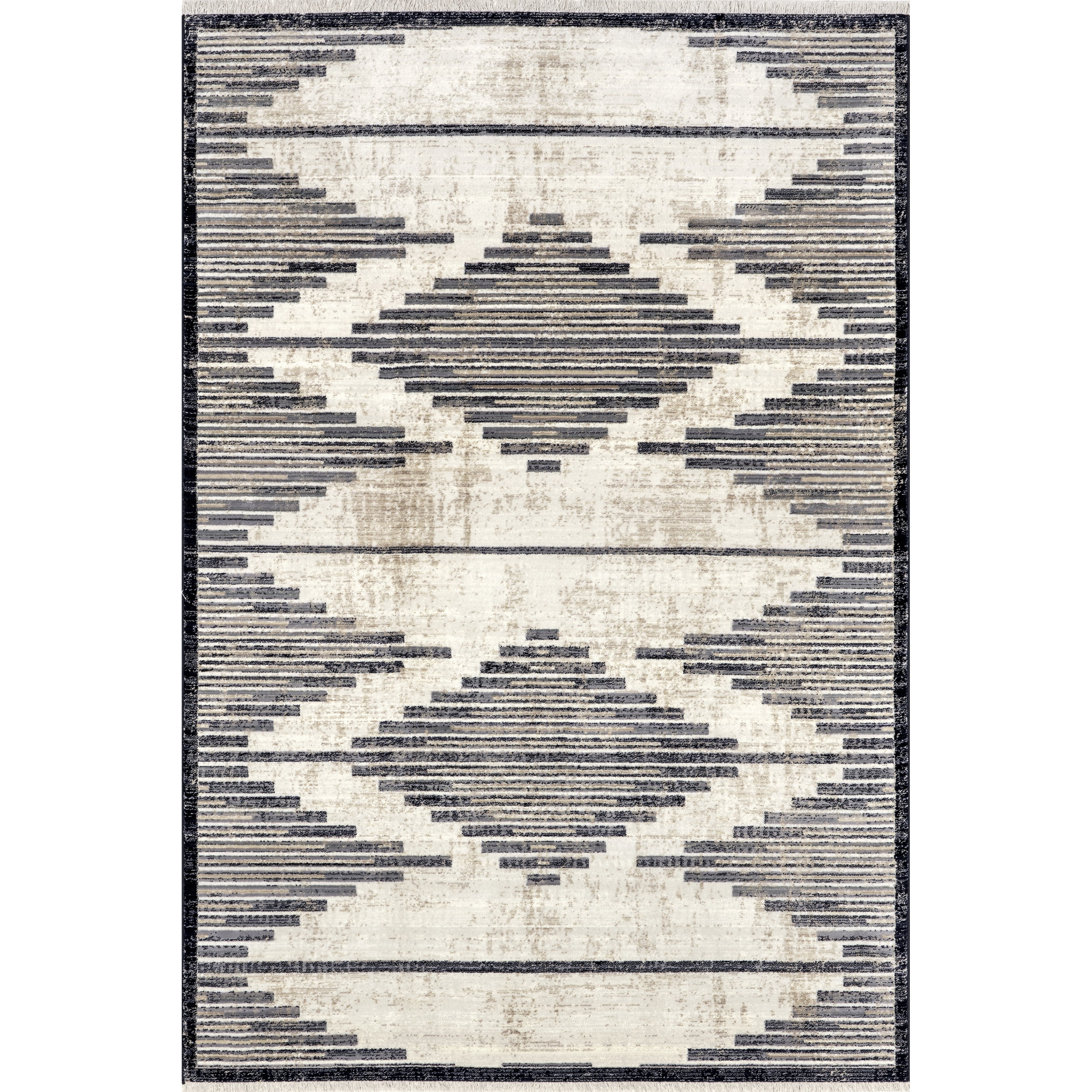nuLOOM Delfina Striped Moroccan Fringe Area Rug, 5' x 7' 10", Beige