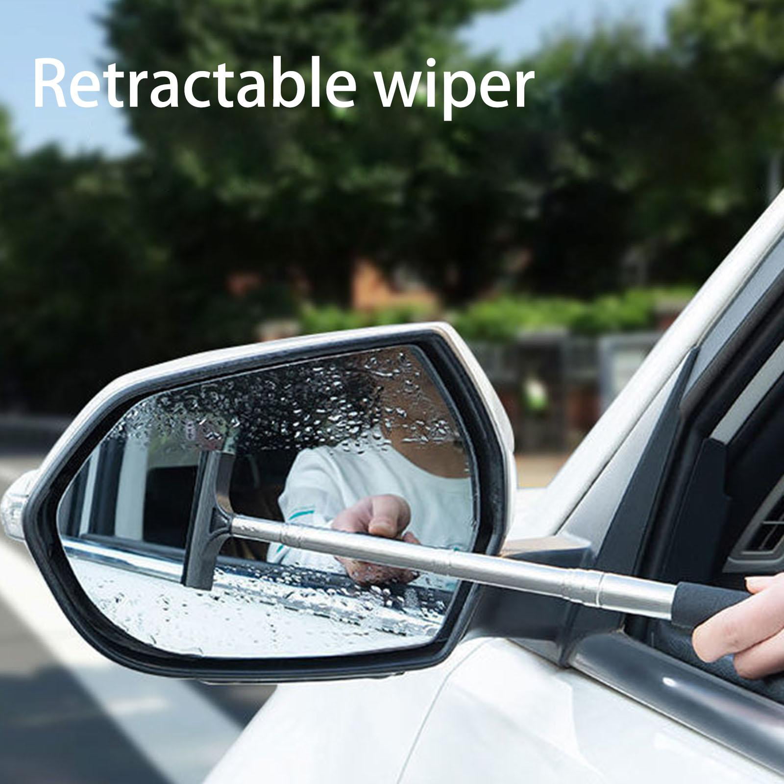  Car Rearview Mirror Wiper Adjustable Telescopic  Rod(8-38.6),Multi-Use Squeegee Water Wiper Cleaner Tool for Car Mirror /Winshield/Shower/Car Glass Exterior Accessories (Black) : Automotive