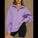 thumbnail image 4 of Sudadera de Entrenamiento de con Media Cremallera para Mujer, de Gran Tamaño, de Larga, Color Liso, con Hombros Caídos. Púrpura S, 4 of 5