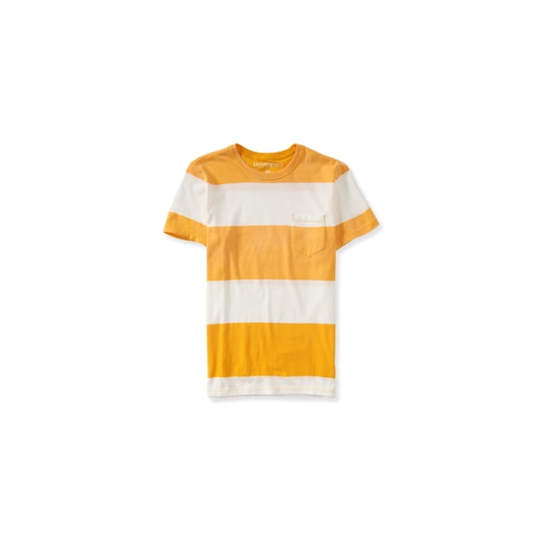 Aeropostale - Camiseta básica para hombre con rayas de barra, naranja, extragrande Aeropostale Camiseta básica