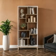 thumbnail image 2 of Camaflexi Geometrix Bookcase & Storage Shelves for Home Office, Light Oak & White Finish, 72”, 2 of 8