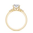 thumbnail image 3 of Cushion Shaped Diamond Side Stone Engagement Ring with Moissanite in Sterling Silver/ Yellow Gold Plated Trilogy Promise Wedding Band Ring April Birthstone Jewelry, Ring Size 5, 3 of 8