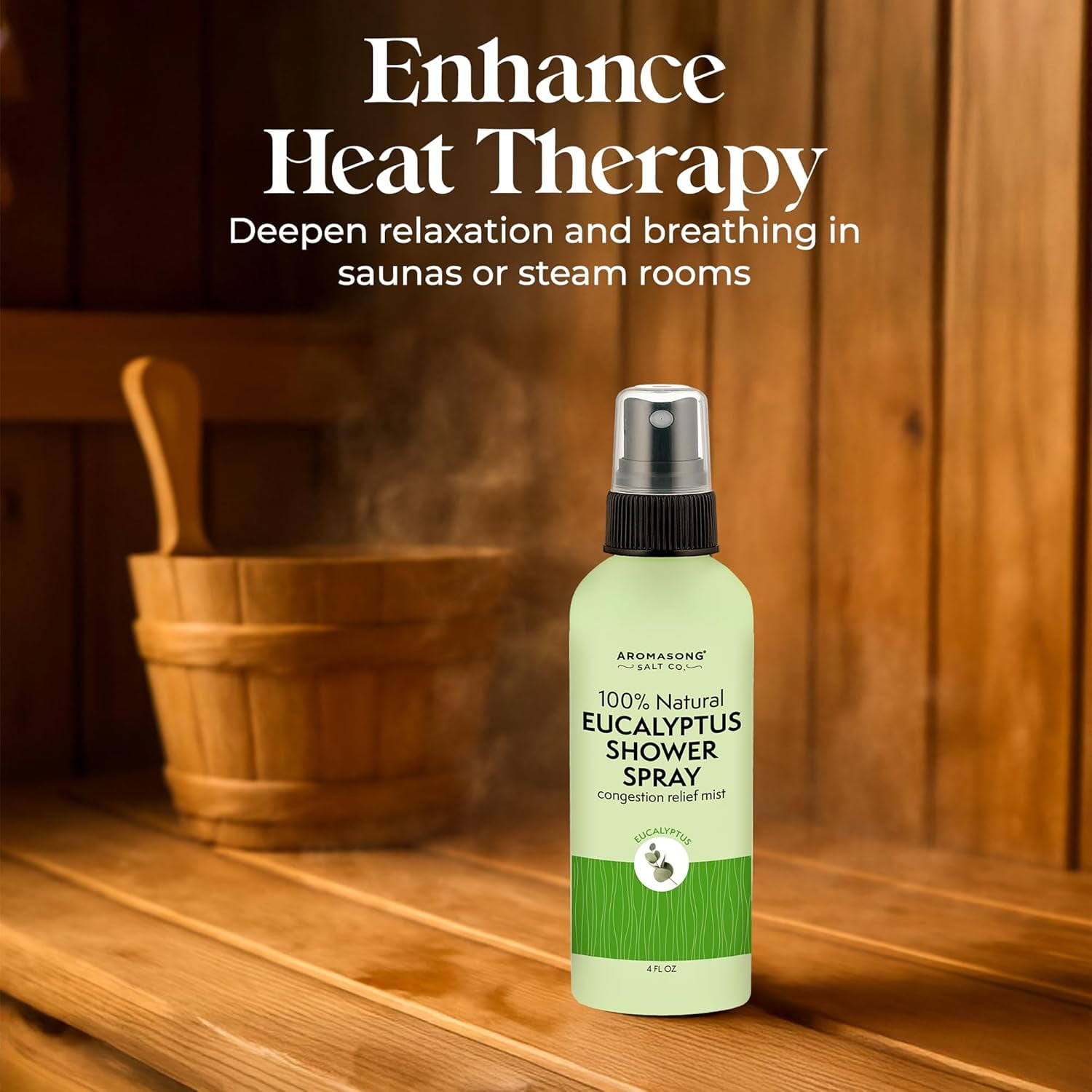 Aromasong Eucalyptus Shower Spray Aromatherapy, 100% Natural Eucalyptus Spray for Shower – Made in USA, Pure Essential Oil Mist for Sinus Relief & Spa-Like Steam, 4 fl oz | 2-Pack