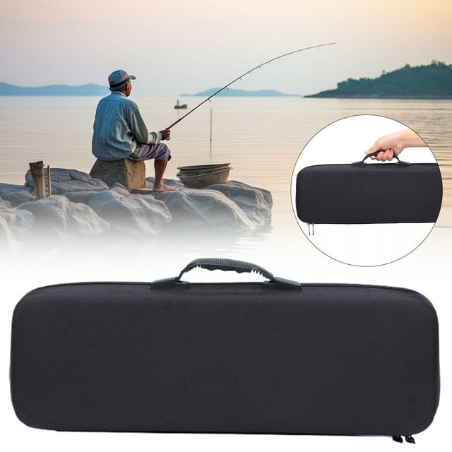 HUASHENG Étui pour Canne à Pêche en EVA Antichoc Rigide Sacs de Rangement pour Canne à Pêche et Moulinet