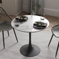 thumbnail image 5 of Kurv 3 Piece Café Dining Set - Faux White Marble Top with Black Base and Arm Chairs, 5 of 5