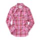 thumbnail image 1 of Aeropostale Camisa con botones a cuadros brillantes para mujer, rosa, pequeña Aeropostale  Camisa con botones, 1 of 1