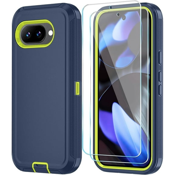 REQO Phone Case for Google Pixel 9A Case with HD Screen Protector, Heavy Duty Shockproof & Dropproof 3-Layer Cover Phone Case for Pixel 9A