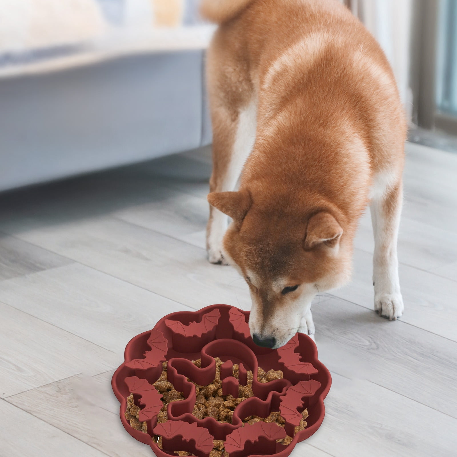 Pet Slow Feeder Bowl Silicone Dog Cat Food Bowl Anti Choking Maze Feeding Dish with Suction Base Non Slip Healthy Eating Dish for Small Medium Dogs Cats Feeding Training Bowl