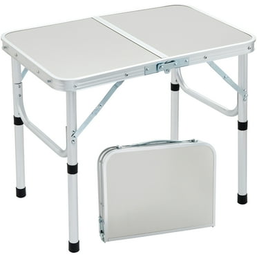 BENTISM 24'' x 16'' Folding Portable Camping Table Aluminum Outdoor Table Adjustable Height Fold Up Lightweight Table