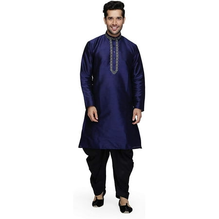 

Royal Kurta Mens Silk Blend Kurta Salwar Set (44 Blue)