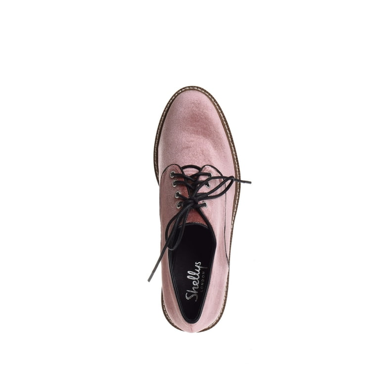 Shellys London Velvet Platform Oxford - Old Pink